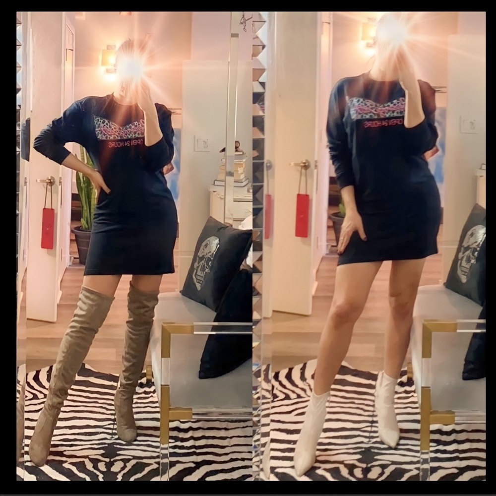 Moschino Designer Jeremy Scott Made in Italy Oversized Sweatshirt Dress - XS